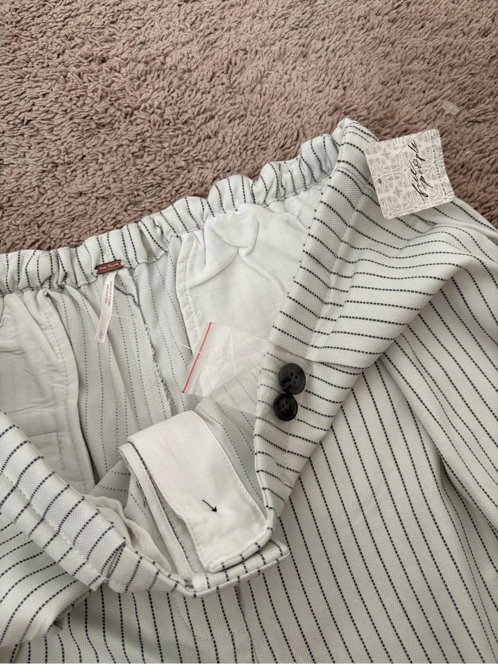 NWT Free People Pin Striped Trouser Pants Size Large